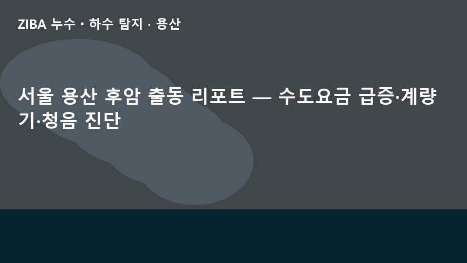 서울 용산 후암 출동 리포트 — 수도요금 급증·계량기·청음 진단